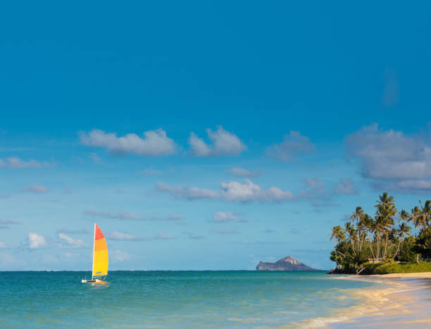 istock Small sailboat Lanikai Beach in Hawaii 1328213640