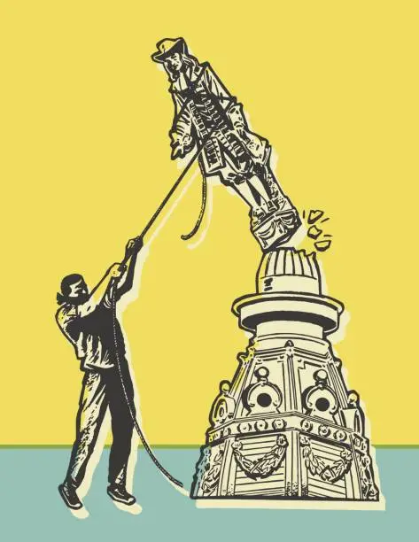 Vector illustration of Tearing Down a Statue