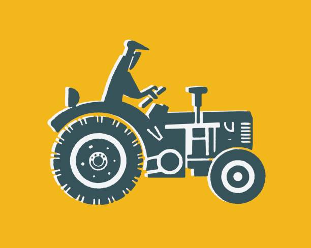 트랙터 - agriculture farm people plow stock illustrations