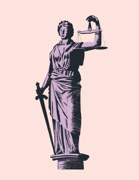 illustrazioni stock, clip art, cartoni animati e icone di tendenza di statua di lady justice - roman statue