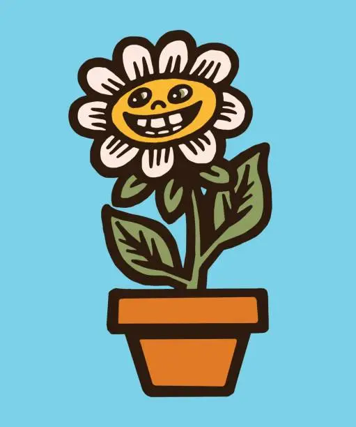 Vector illustration of Smiling Flower in a Pot