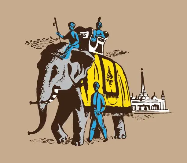 Vector illustration of Elephant Ride