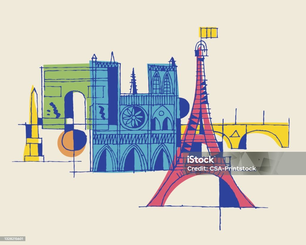 Paris Landmarks Paris - France stock vector