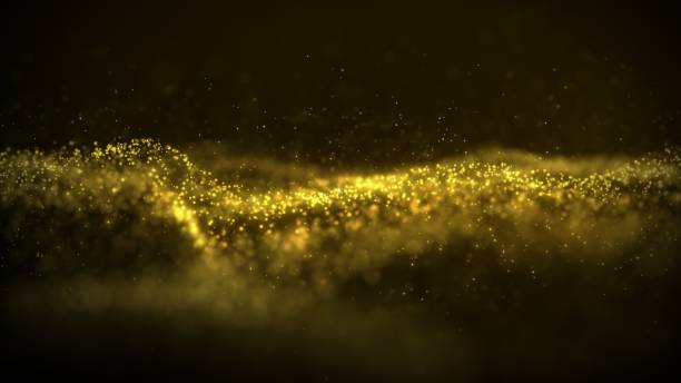 istock Abstract flowing smooth surface, fractal waves background from blinking particles. Grid, mesh of dots 1328216053