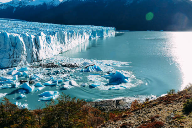 Famous Perito Moreno Glacier in the Patagonia, Argentina Famous Perito Moreno Glacier in the Patagonia, Argentina. Pieces of the glacier detached and floating. santa cruz province argentina photos stock pictures, royalty-free photos & images