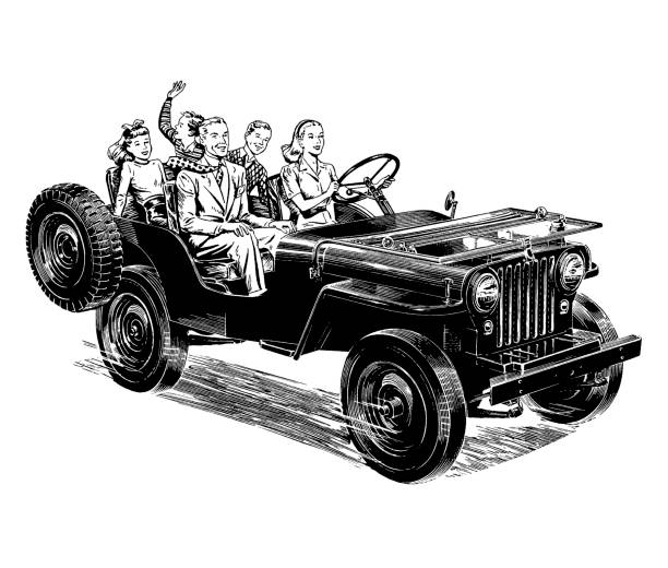 Family Riding in Convertible