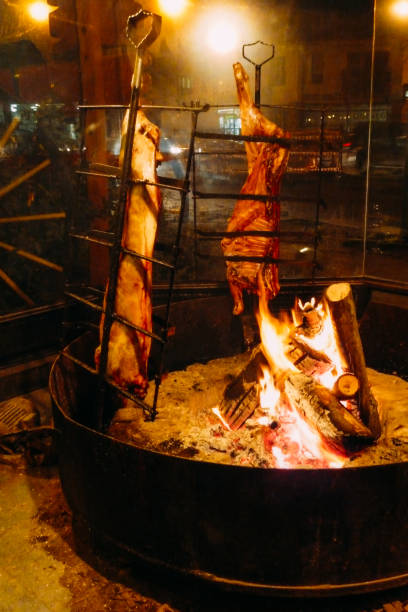 istock Traditional Patagonian lamb roasted on spit in restaurant 1328216362