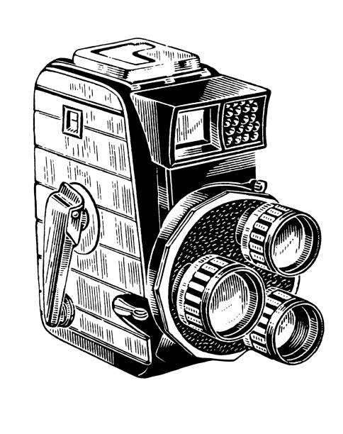 ilustraciones, imágenes clip art, dibujos animados e iconos de stock de cámara de cine de 8 mm - 8mm camera