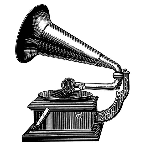 Illustration of gramophone vector art illustration