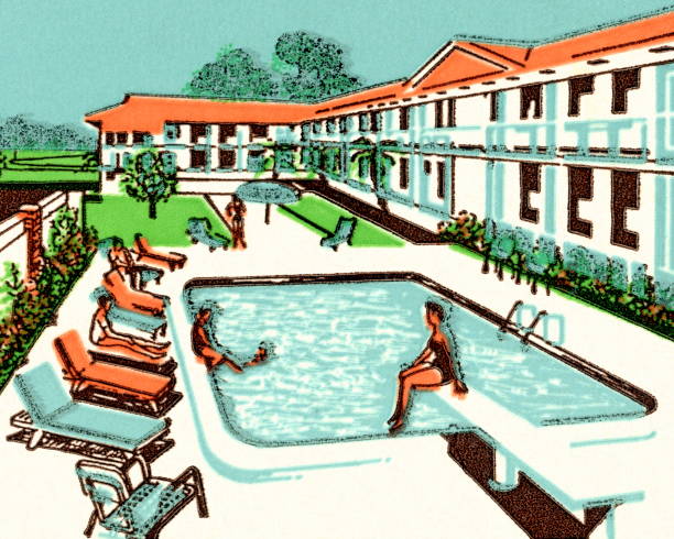 Hotel Pool Hotel Pool motel stock illustrations