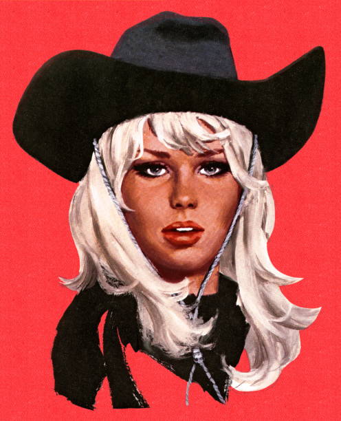 illustrations, cliparts, dessins animés et icônes de portrait d’une cowgirl - femme cow boy