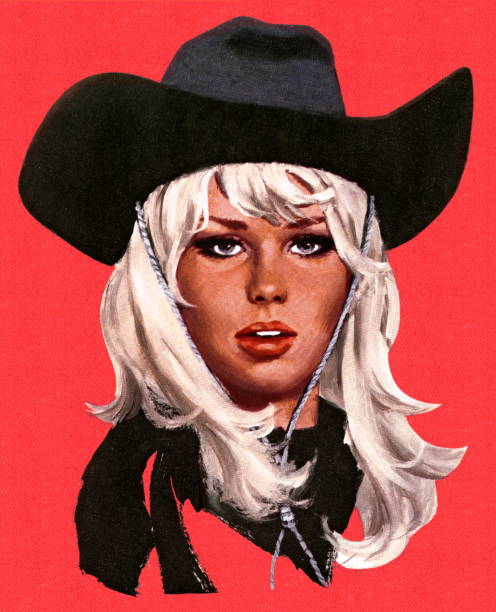 Portrait of a Cowgirl Portrait of a Cowgirl vintage cowboy stock illustrations