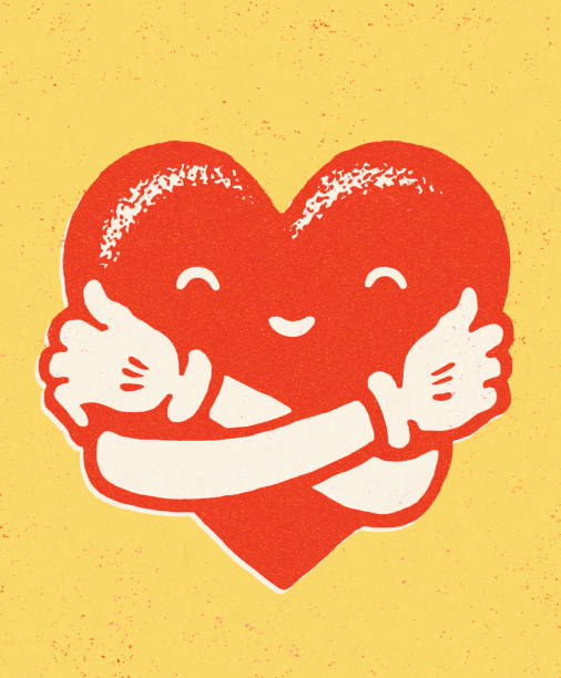 Heart Hug vector art illustration