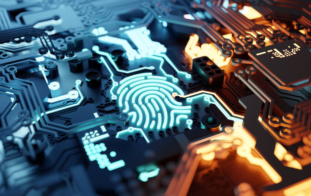 Digital Online Fingerprint Security Hardware stock photo