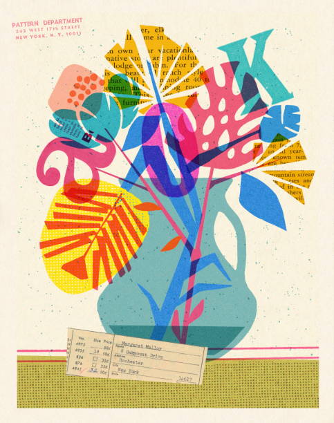 ilustrações de stock, clip art, desenhos animados e ícones de abstract flower bouquet collage - composite flower