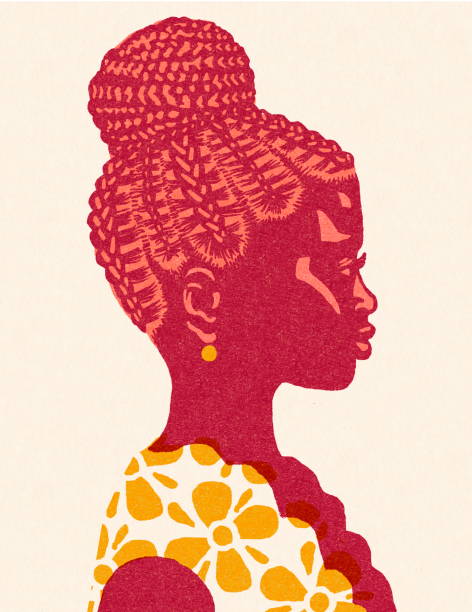 Profile of a Woman Profile of a Woman braided buns stock illustrations