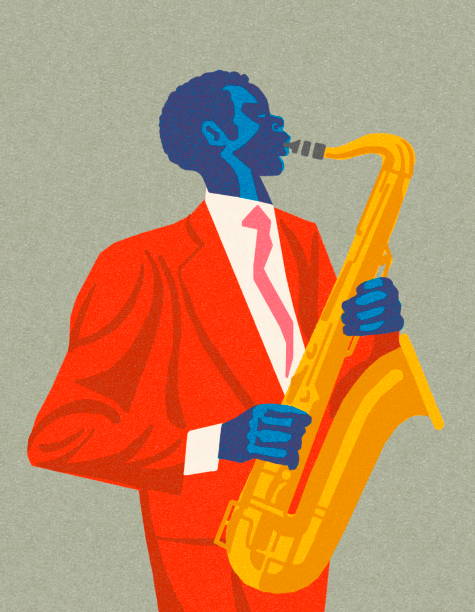 Man Playing the Saxophone Man Playing the Saxophone musician stock illustrations