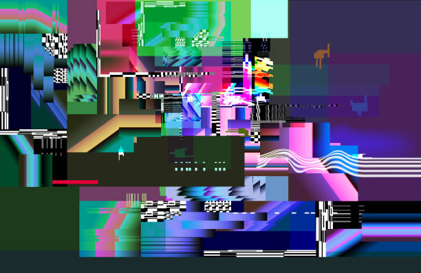 глюк экрана задержка искажение текстуры - vector frozen pixelated multi colored stock illustrations