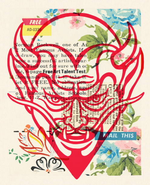 ilustrações de stock, clip art, desenhos animados e ícones de devil collage - devil demon hell evil