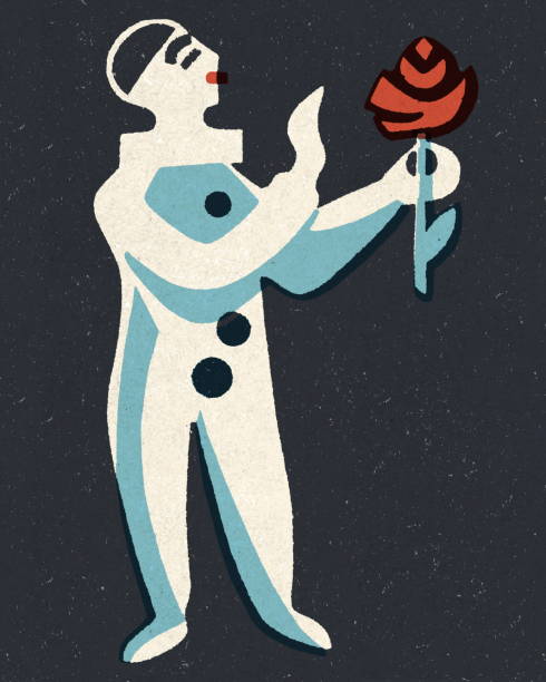 Mime Holding a Rose Mime Holding a Rose charades stock illustrations