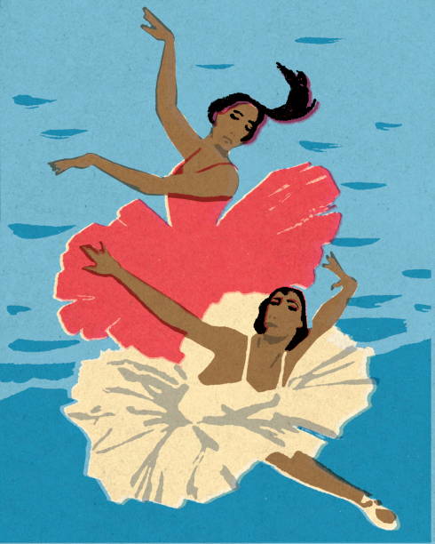 Two Ballerinas Two Ballerinas dancing illustrations stock illustrations
