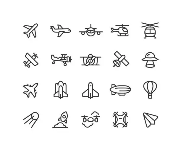 Vector illustration of Air Transport Line Icons Editable Stroke