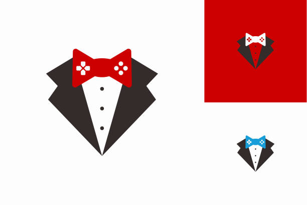 illustrazioni stock, clip art, cartoni animati e icone di tendenza di tuxedo games simbolo template design vector, emblem, design concept, creative symbol, icon - giacca da smoking