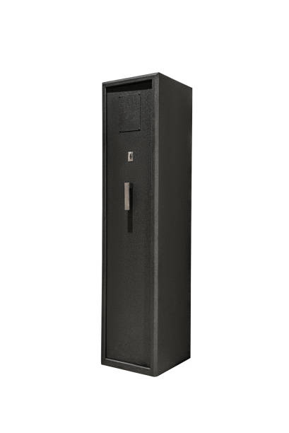 istock Modern safe for weapons. Steel cabinet with lock. Isolate on a white background. 1328231556