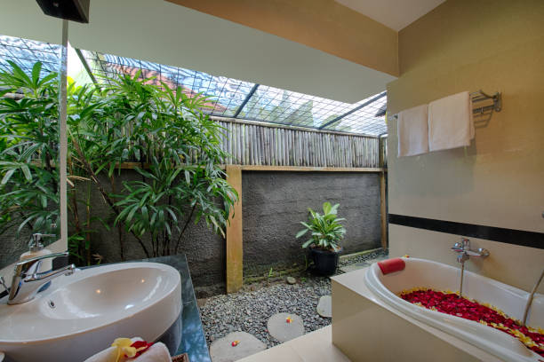 istock Luxury interior Tropical bathroom of the dream 1328233932