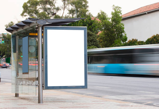 istock Billboard  in the city center , with bus in motion 1328240787