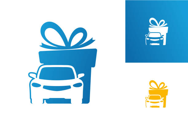 ilustrações de stock, clip art, desenhos animados e ícones de car gift logo template design vector, emblem, design concept, creative symbol, icon - oof