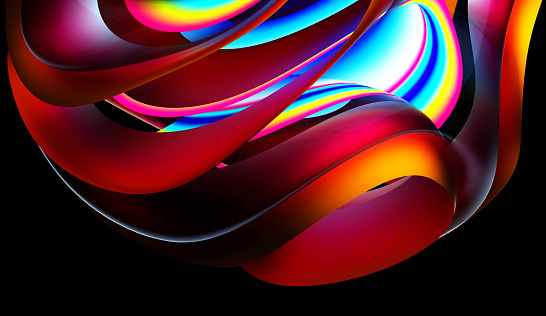 3d render of abstract art 3d background with curve wavy lines elements