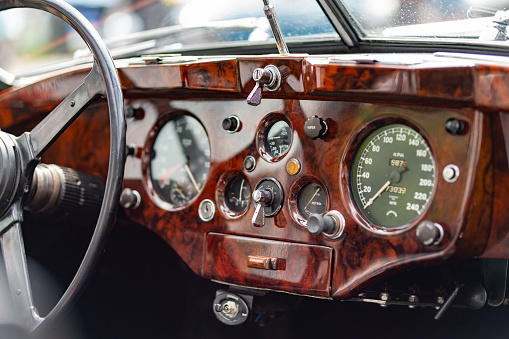Interior view of classic vintage car
