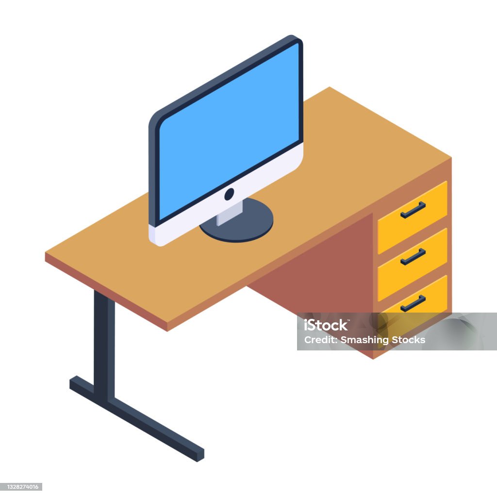 Computer Table Illustration Computer Table Stock Illustration - Download Image Now - Computer, Desk ...