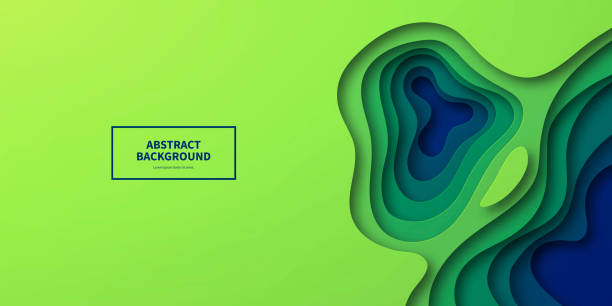 ilustrações, clipart, desenhos animados e ícones de fundo de corte de papel - formas de onda abstrata verde - design 3d da moda - green background abstract green paper
