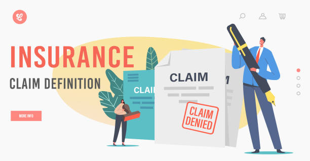 Insurance Claim Definition Landing Page Template. Tiny Characters at Denied Certificate. Protection of Health, Life Insurance Claim Definition Landing Page Template. Tiny Characters at Denied Certificate. Protection of Health, Life, Real Estate and Property Interests. Cartoon People Vector Illustration insurer stock illustrations