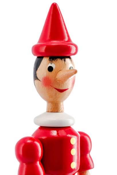 istock Pinocchio Toy Statue isolated on white background 1328280540