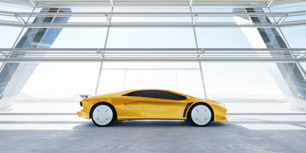 istock Closeup non-existent brand-less generic concept yellow sport car 1328282340
