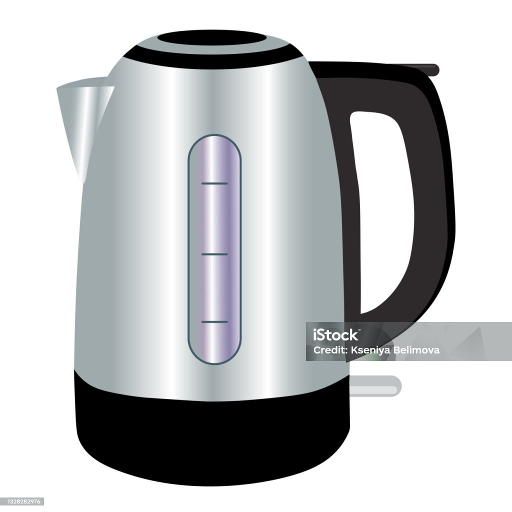 Modern Electric Kettle Or Kettle With Hot Boiling Water Inside Insulated On  A White Background Stock Illustration - Download Image Now - iStock