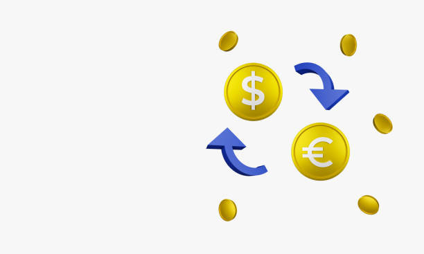 istock 3D coins with currency converter concept for background or landing page. 3D rendering and illustration. 1328283075