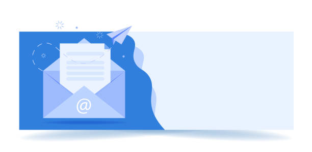 The concept of an email service envelope. Banner with envelope with Newsletter Concept Horizontal web banner with copy space The concept of an email service envelope. Banner with envelope with Newsletter Concept Horizontal web banner with copy space email subscription stock illustrations