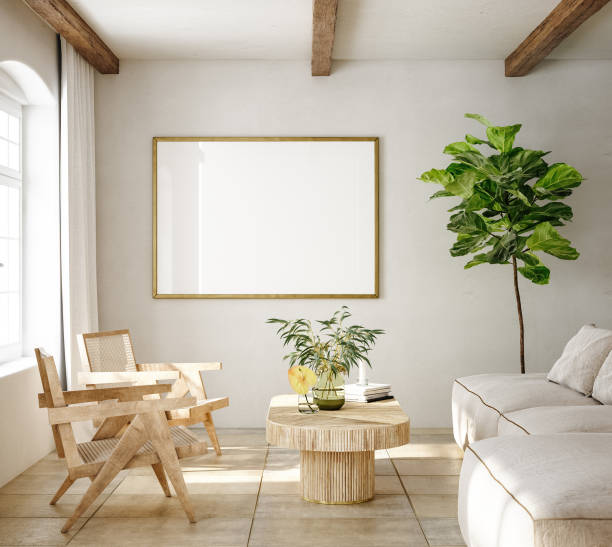 istock Mockup frame in living room interior of Spanish villa 1328283942