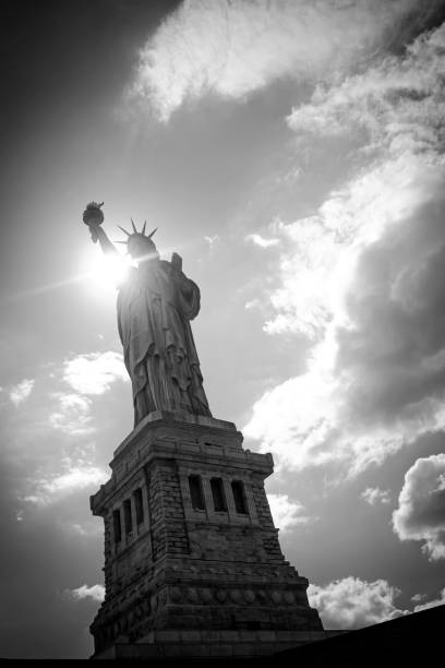 istock Statue of Liberty in black and white 1328286882