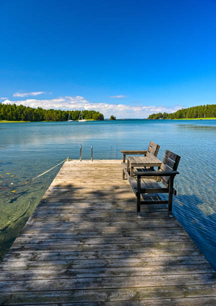 istock jetty with bathing ladder in lake Vattern Sweden 1328288435