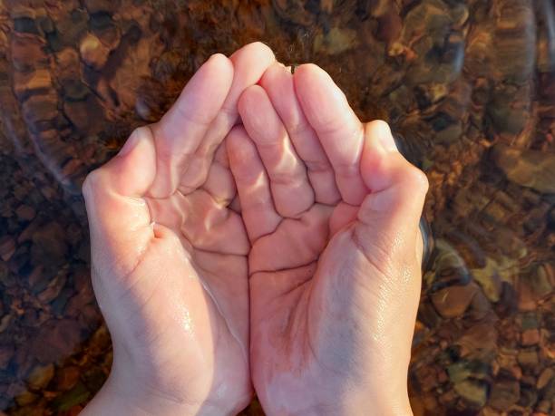 istock Handful of pure freshwater against river pebbles bottom 1328291515