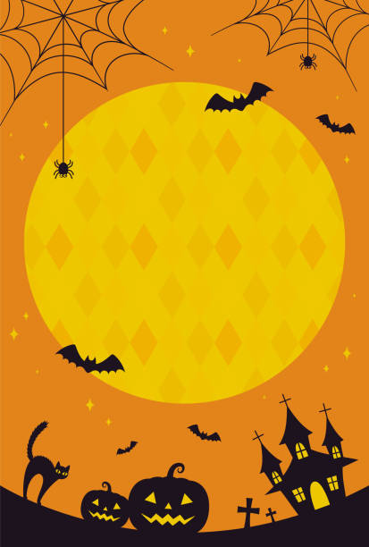 vector background with halloween illustrations for banners, cards, flyers, social media wallpapers, etc. vector background with halloween illustrations for banners, cards, flyers, social media wallpapers, etc. 物の形 stock illustrations