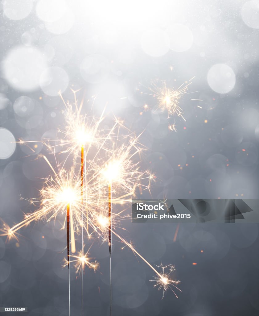 Glittering sparklers, Merry Christmas and Happy New Year - Royaltyfri Tomtebloss Bildbanksbilder