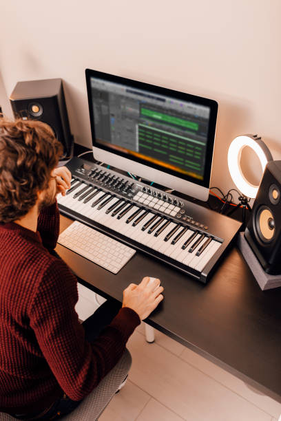 istock Music producer working at home music studio 1328299035