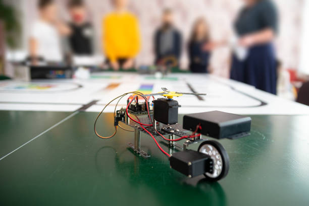 istock Programmable self-propelled toy vehicle made from construction set parts 1328301340