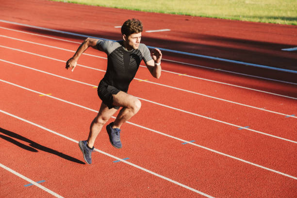 istock Strong young sportsman running 1328301590